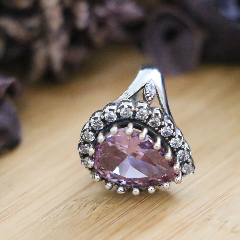 925 Sterling Silver, Purple Cubic Zirconia Stones